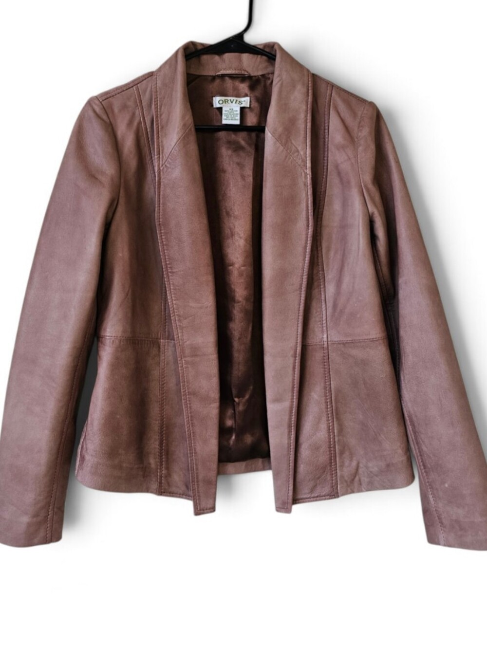 Orvis Genuine Leather Open Front Blazer Jacket Size XS